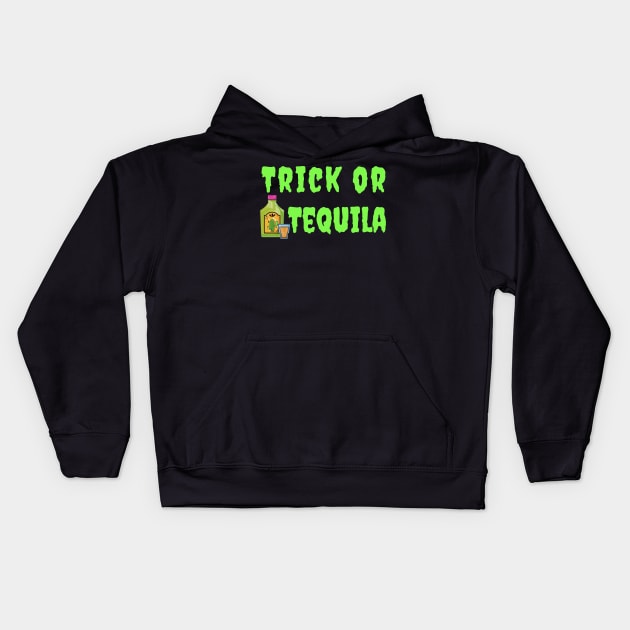 Trick or Tequila Funny Halloween Mask Kids Hoodie by MalibuSun